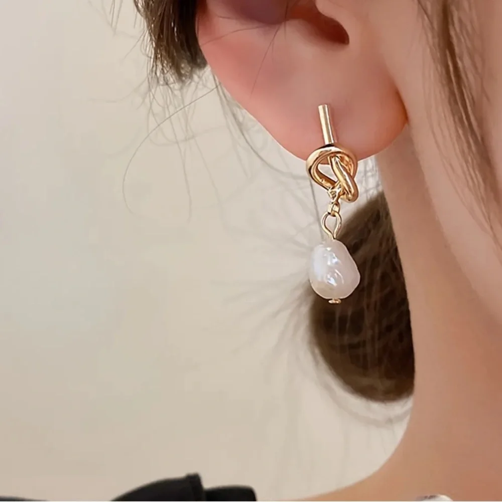 Veda Pearl Knot Drop Earrings